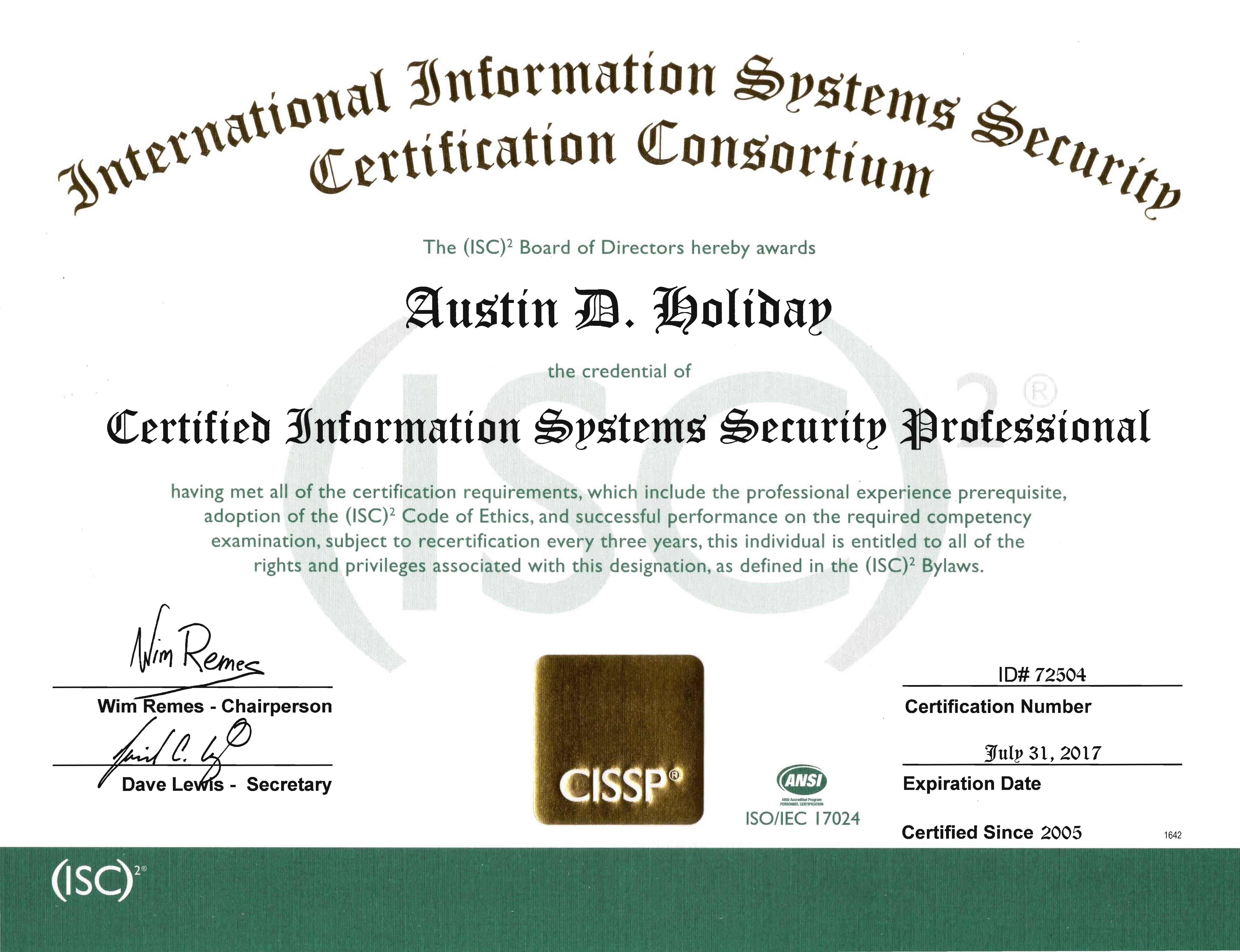 CISSP Certificate