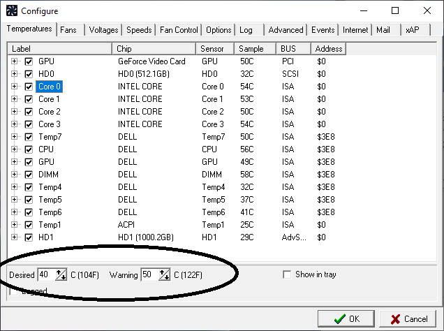 temperature settings